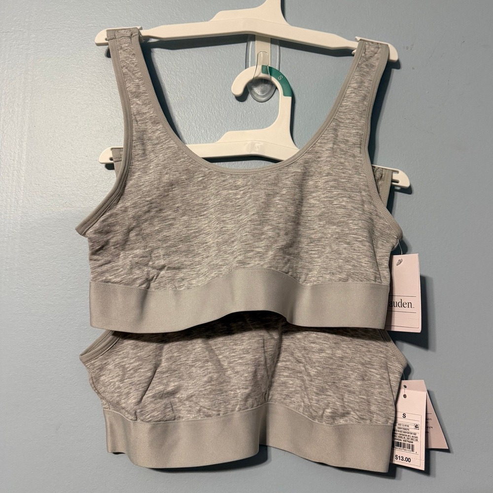 Auden Women's Size Small 2 Pack Unlined Scoop Neck Bralette Gray Heather 2554